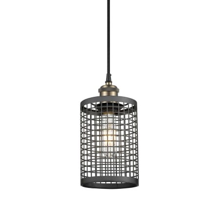 Innovations Lighting Nestbrook 5" Wide Cage Mini Pendant with Shade Black Antique Brass / Matte Black