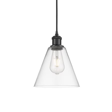Innovations Lighting Berkshire 8" Wide Mini Pendant Matte Black / Clear