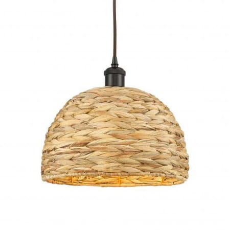 Innovations Lighting Woven Ratan 12" Wide Pendant Oiled Brass