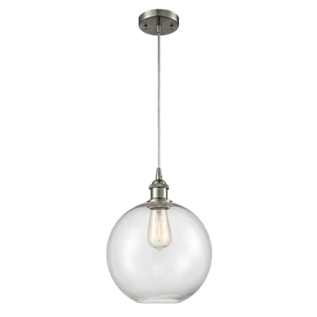 Innovations Lighting Large Athens 10" Wide Mini Pendant - Cord Suspension Brushed Satin Nickel / Clear