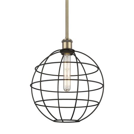 Innovations Lighting Lake Placid 12" Wide Cage Pendant Antique Brass / Matte Black
