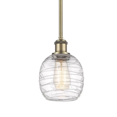Innovations Lighting Belfast 6" Wide Mini Pendant Deco Swirl / Antique Brass