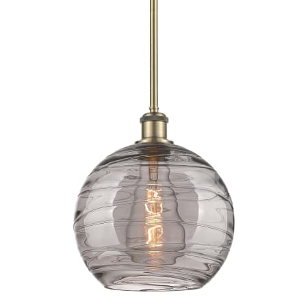 Innovations Lighting Athens Deco Swirl 10" Wide Mini Pendant Antique Brass / Light Smoke Deco Swirl