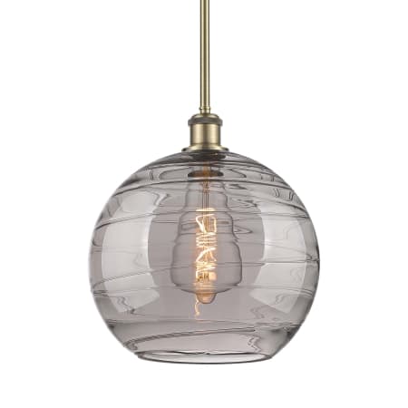 Innovations Lighting Athens Deco Swirl 12" Wide Pendant Antique Brass / Light Smoke Deco Swirl