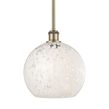 Innovations Lighting White Mouchette 10" Wide Mini Pendant Antique Brass / White Mouchette