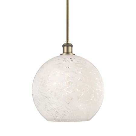 Innovations Lighting White Mouchette 12" Wide Pendant Antique Brass / White Mouchette