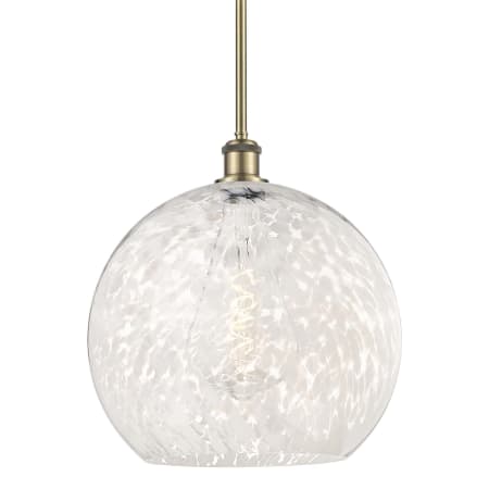 Innovations Lighting White Mouchette 14" Wide Pendant Antique Brass / White Mouchette