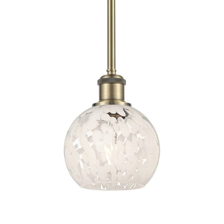 Innovations Lighting White Mouchette 6" Wide Mini Pendant Antique Brass / White Mouchette