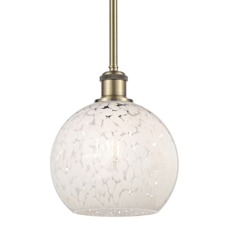 Innovations Lighting White Mouchette 8" Wide Mini Pendant Antique Brass / White Mouchette