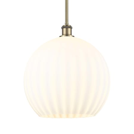 Innovations Lighting White Venetian 14" Wide Pendant Antique Brass / White Venetian