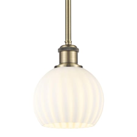 Innovations Lighting White Venetian 6" Wide Mini Pendant Antique Brass / White Venetian