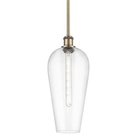 Innovations Lighting Chelsea 8" Wide Mini Pendant Antique Brass / Clear
