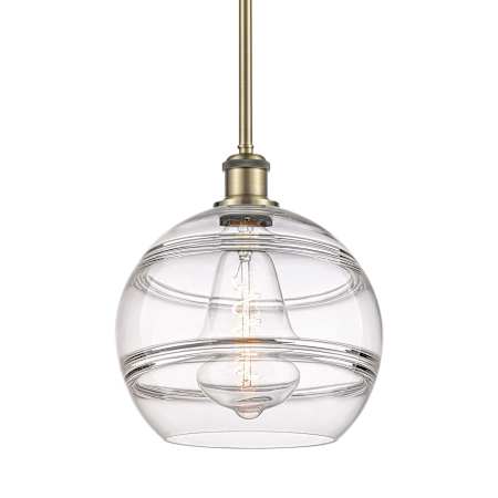 Innovations Lighting Rochester 10" Wide Mini Pendant Antique Brass / Clear