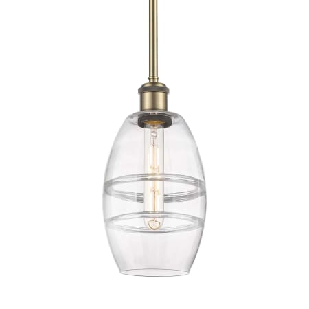 Innovations Lighting Vaz 6" Wide Mini Pendant Antique Brass / Clear