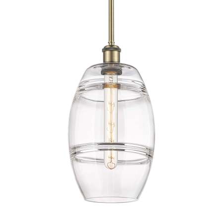 Innovations Lighting Vaz 8" Wide Mini Pendant Antique Brass / Clear
