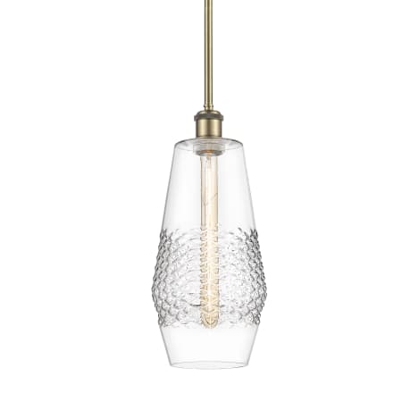 Innovations Lighting Windham 7" Wide Mini Pendant Antique Brass / Clear