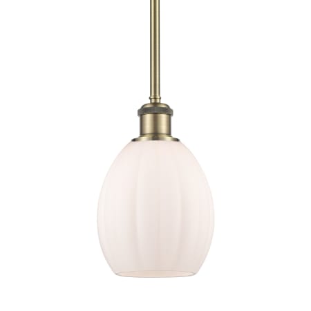 Innovations Lighting Eaton 6" Wide Mini Pendant Matte White / Antique Brass