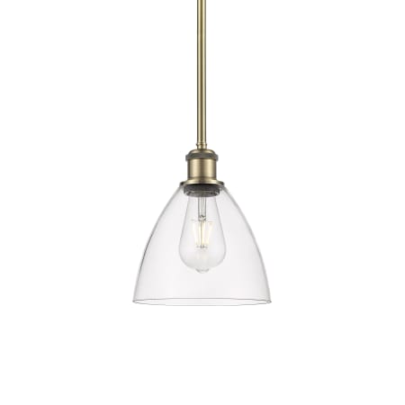 Innovations Lighting Bristol 8" Wide Mini Pendant Antique Brass / Clear