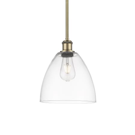 Innovations Lighting Bristol 9" Wide Mini Pendant Antique Brass / Clear