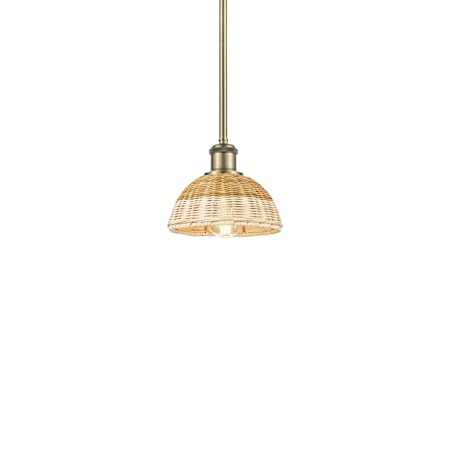 Innovations Lighting Bristol Natural II 8" Wide Mini Pendant Antique Brass / Natural