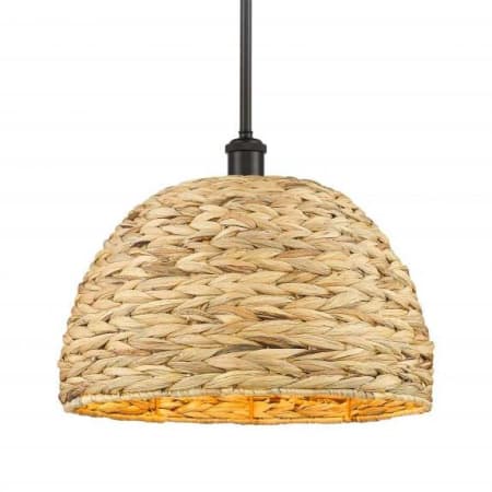 Innovations Lighting Woven Ratan 16" Wide Pendant Oiled Brass