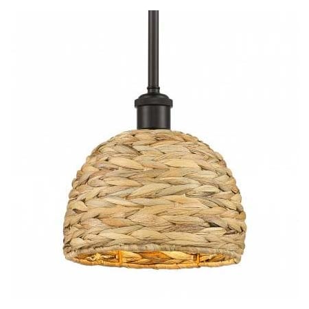 Innovations Lighting Woven Ratan 8" Wide Mini Pendant Oiled Brass