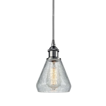 Innovations Lighting Conesus 6" Wide Mini Pendant Brushed Satin Nickel / Clear Crackle