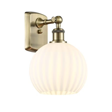 Innovations Lighting White Venetian 11" Tall Wall Sconce Antique Brass / White Venetian