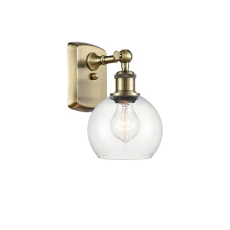 Innovations Lighting Athens 9" Tall Wall Sconce Antique Brass / Clear