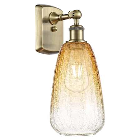 Innovations Lighting Brookhaven Almond 14" Tall Wall Sconce Antique Brass / Amber