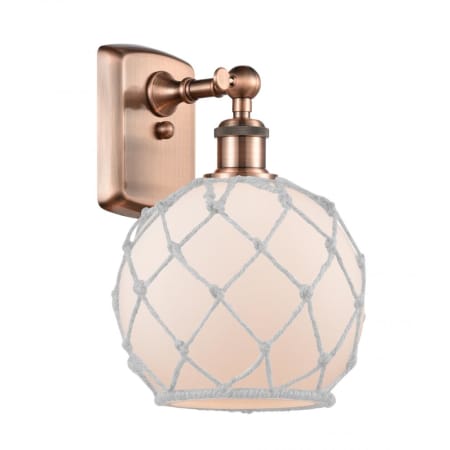 Innovations Lighting Farmhouse Rope 13" Tall Bathroom Sconce Antique Copper / White