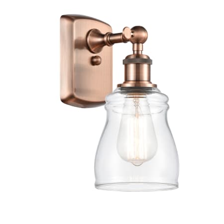 Innovations Lighting Ellery 9" Tall Bathroom Sconce Antique Copper / Clear