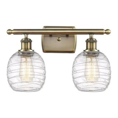 Innovations Lighting Belfast 2 Light 16" Wide Vanity Light Antique Brass / Deco Swirl