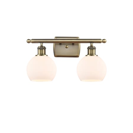 Innovations Lighting Athens 2 Light 16" Wide Vanity Light Antique Brass / Matte White