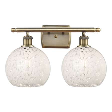 Innovations Lighting White Mouchette 2 Light 16" Wide Vanity Light Antique Brass / White Mouchette