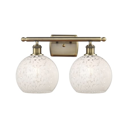 Innovations Lighting White Mouchette 2 Light 18" Wide Vanity Light Antique Brass / White Mouchette