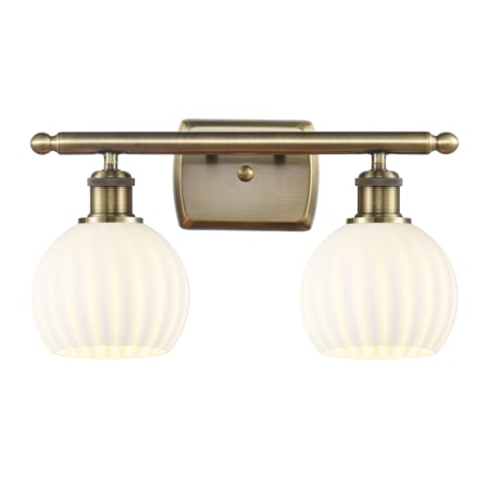 Innovations Lighting White Venetian 2 Light 16" Wide Vanity Light Antique Brass / White Venetian