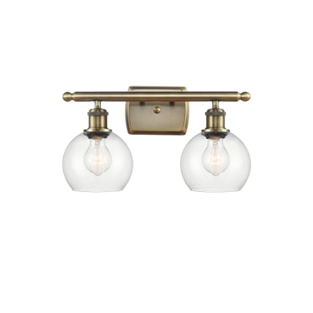 Innovations Lighting Athens 2 Light 16" Wide Vanity Light Antique Brass / Clear