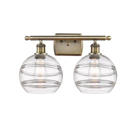 Innovations Lighting Rochester 2 Light 18" Wide Vanity Light Antique Brass / Clear