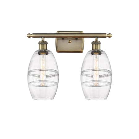 Innovations Lighting Vaz 2 Light 16" Wide Vanity Light Antique Brass / Clear