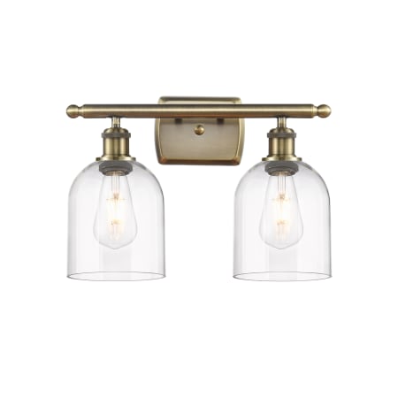 Innovations Lighting Bella 2 Light 16" Wide Vanity Light Antique Brass / Clear
