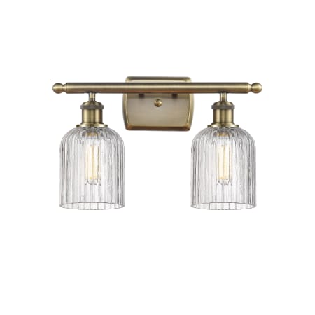 Innovations Lighting Bridal Veil 2 Light 15" Wide Vanity Light Antique Brass / Clear