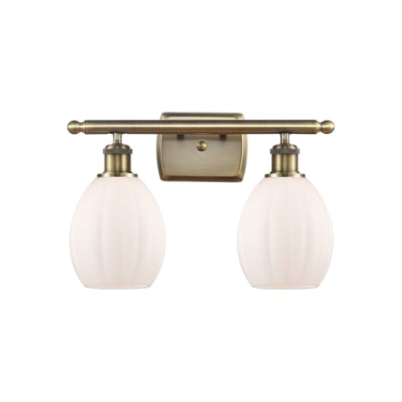 Innovations Lighting Eaton 2 Light 16" Wide Vanity Light Matte White / Antique Brass