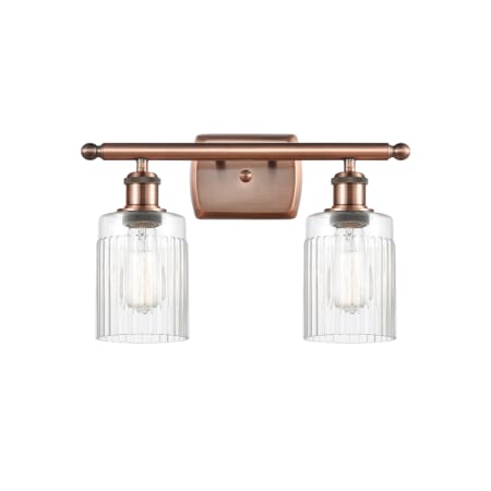Innovations Lighting Hadley 2 Light 16" Wide Bathroom Vanity Light Antique Copper / Clear