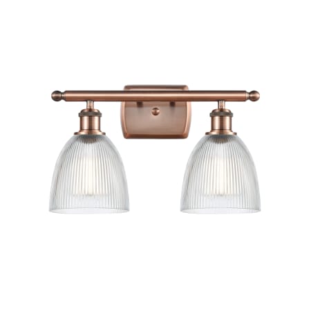Innovations Lighting Castile 2 Light 16" Wide Bathroom Vanity Light Antique Copper / Clear