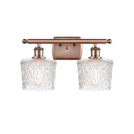 Innovations Lighting Niagra 2 Light 16" Wide Bathroom Vanity Light Antique Copper / Clear