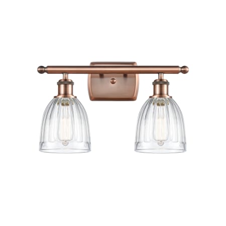 Innovations Lighting Brookfield 2 Light 16" Wide Bathroom Vanity Light Antique Copper / Clear