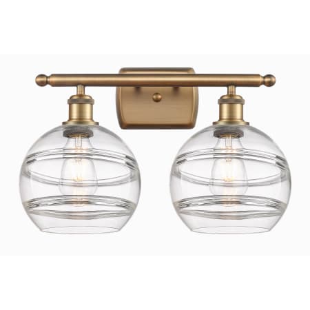 Innovations Lighting Rochester 2 Light 18" Wide Vanity Light Brushed Brass / Clear