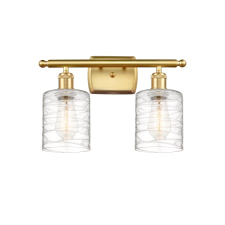 Innovations Lighting Cobbleskill 2 Light 16" Wide Vanity Light Satin Gold / Deco Swirl