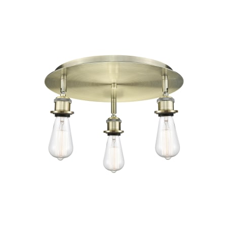 Innovations Lighting Ballston 3 Light 12" Wide Flush Mount Ceiling Fixture Antique Brass